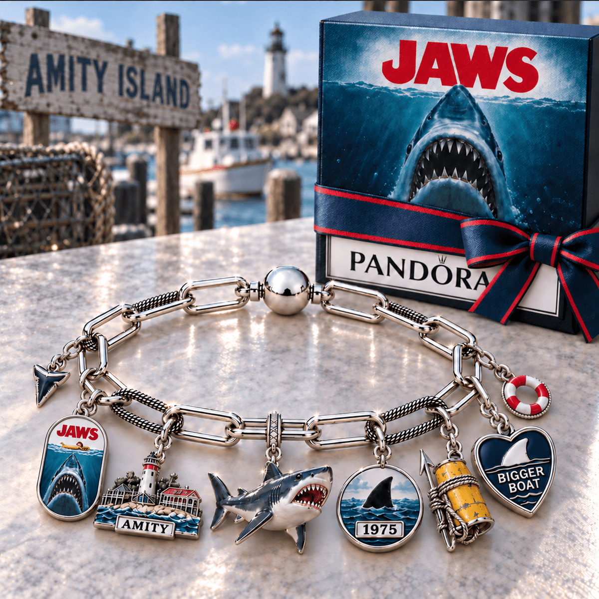 JAWS Silver Charm Bracelet Set NTVA