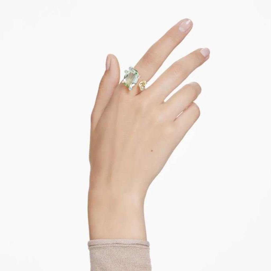 Elegant and gorgeous spring stream condensation zircon open ring for gatherings, parties, and versatile jewelry - birthday gift