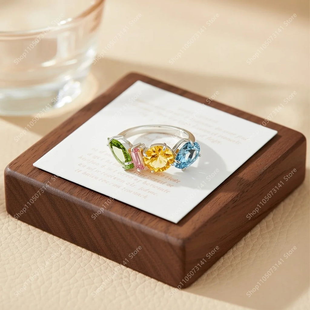 Exquisite and luxurious star-colored zircon ring, a versatile jewelry for daily office wear - perfect as a birthday gift
