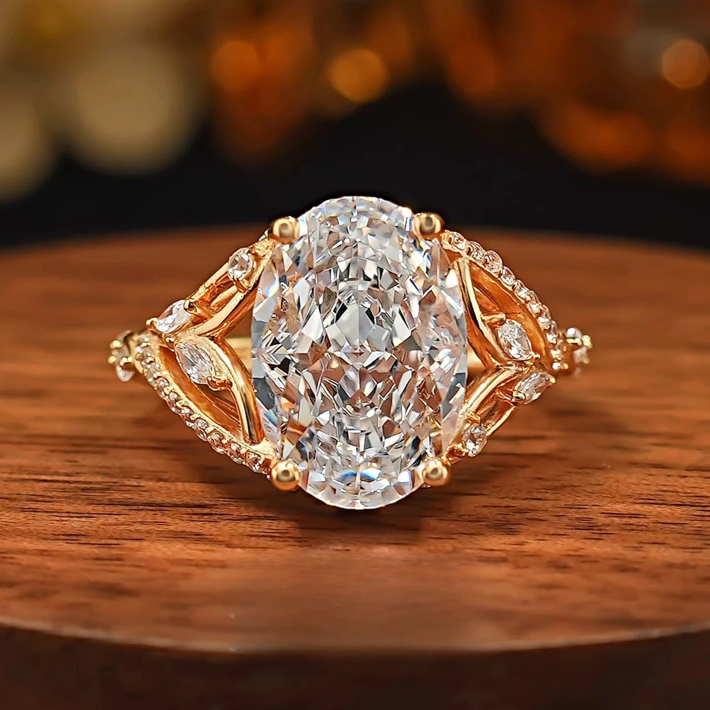 S925 Silver Ring 9 * 13mm Elliptical White Zircon Ice Flower Cutting Ring Vine Jewelry for Women